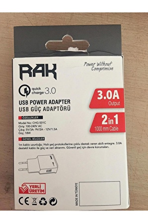 Hızlı Şarj Cihazı Aleti Iphone 7 8 X Plus Uyumlu 18w, 3.0 A Hızlı Şarj Adaptörü + Kablo