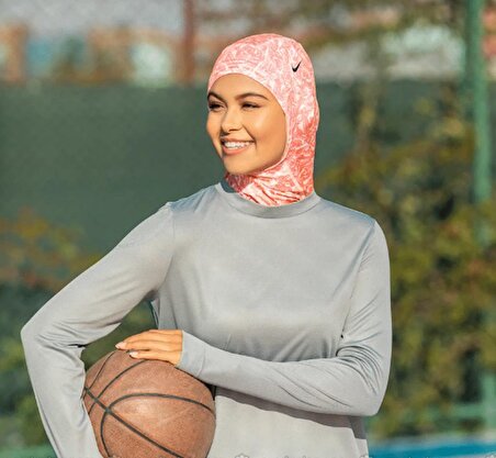 Nike Pro Y Hijab Printed Echo Sporcu Başörtüsü Eşarp Pembe XS/S