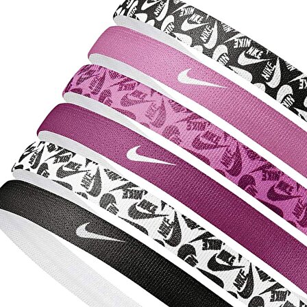 Nike NIKE HEADBANDS 6 PK PRINTED Siyah-Beyaz Kadın Saç Bandı