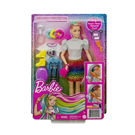 GRN81 Barbie Leopar Desenli Saçlar Bebeği