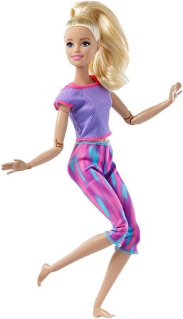 Barbie Sonsuz Hareket Bebeği, Sarışın - Desenli Ta