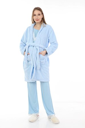 Luvmabelly MYRA9701 Peluş Sabahlıklı Hamile Pijama
