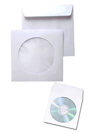 CD Zarfı Pencereli CD / DVD  Zarf Beyaz Zarf - 10 Adet