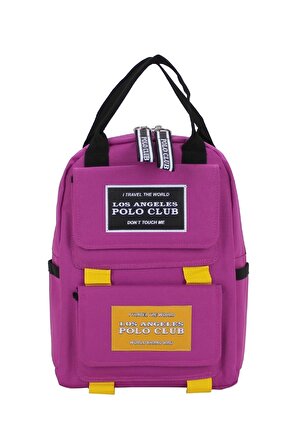 Los Angeles Polo Club Mor Unisex El Tutmalı Sırt Çantaıeçirmez Kumaş