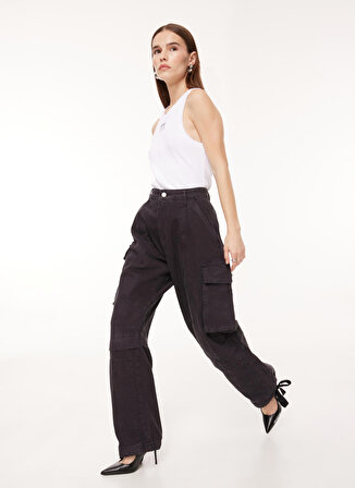 Moschino Jeans Yüksek Bel Normal Siyah Kadın Pantolon A0311