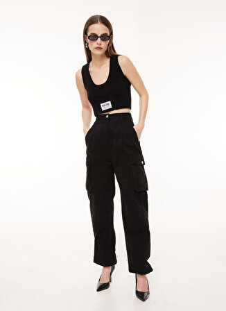 Moschino Jeans Yüksek Bel Normal Siyah Kadın Pantolon A0315