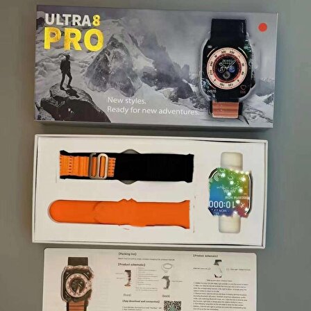 Yeni Ultra 8 PRO Smartwatch serisi 8 S8 49mm 2.02 inç ekran Ultra8 artı iki kayış akıllı saat