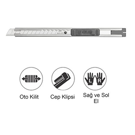 Miles Dar Maket Bıçağı 9 mm Full Metal Otomatik Kilit SA903