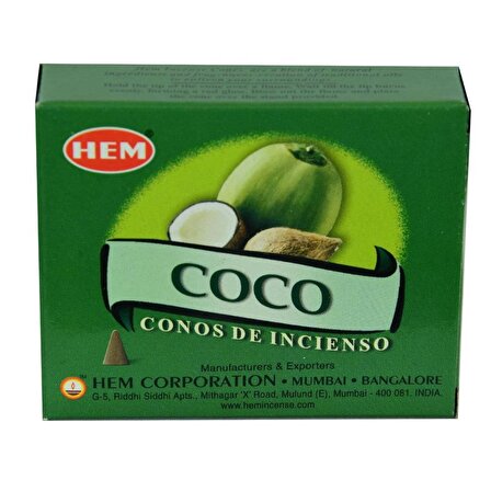 Hem Hindistan Cevizi Kokulu 10 Konik Tütsü - Coconut Incense Con