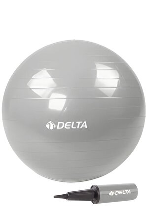 Delta 65 cm Silver Deluxe Pilates Topu Ve Çift Yönlü Pompa Seti