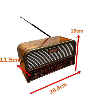 Gaman RT-715 FM/AM/SW 3 Band BT/SD/TF MP3 Çalar Yeni Nesil Şarjlı Nostaljik Radyo Bluetoothlu Ceviz Rengi