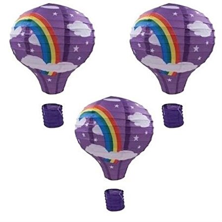 MyVirtus Dekoratif Renkli Kağıt Dilek Feneri Balonu Renkli Uçan Balon