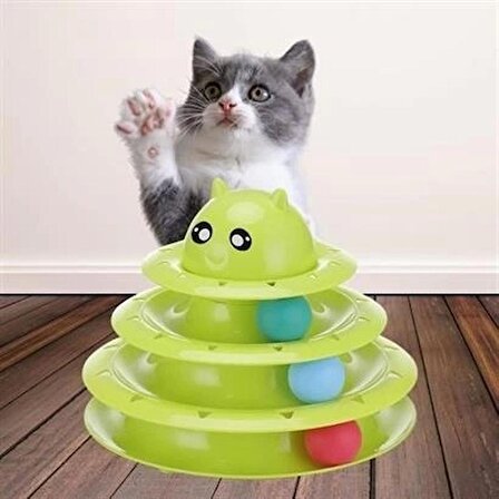 MyVirtus Tower Of Tracks Eğlenceli Üç Katlı Kedi Oyuncağı Seti Kedi Oyunu