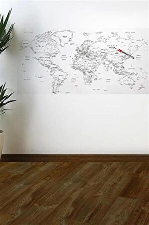 MyVirtus Yazılabilir Dünya Haritası Manyetik Duvar Stickerı 110 x 56 cm
