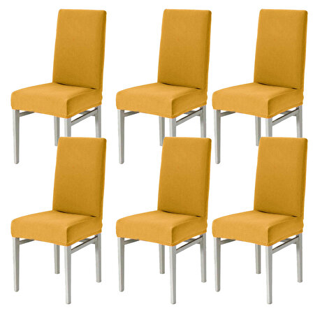Sandalye Kılıfı Yıkanabilir likralı Esnek Lastikli Sandalye Örtüsü 6 adet