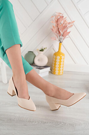Ten Cilt Kadın Şık Günlük Rahat Kısa Topuklu Ayakkabı Topuk Boyu 5cm