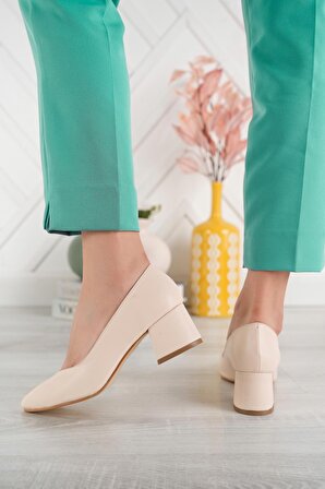 Ten Cilt Kadın Şık Günlük Rahat Kısa Topuklu Ayakkabı Topuk Boyu 5cm