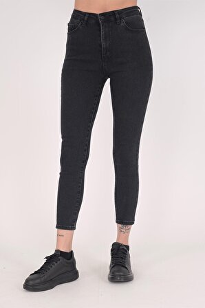 Vayro Yüksek Bel Kadın Jean Pantolon Siyah