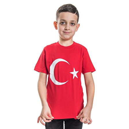 Çocuklar İçin Türk Bayraklı Tişört 2 Yaş 12 Yaş Arası Türk Bayrağı Unisex