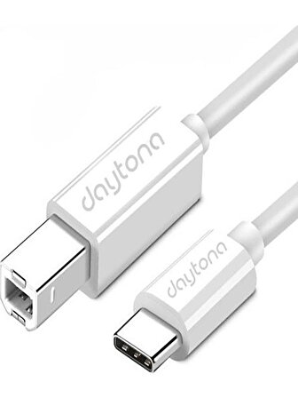 Daytona Tb1-2 Type-C To USB B Telefon Bilgisayar Tablet Için Mıdı Org Elektrikli Piyano Yazıcı Konnektörü Çevirici Kablo (2Metre)