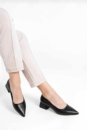 Aymood Kadın Topuklu Ayakkabı 5 cm/A Siyah Cilt/37