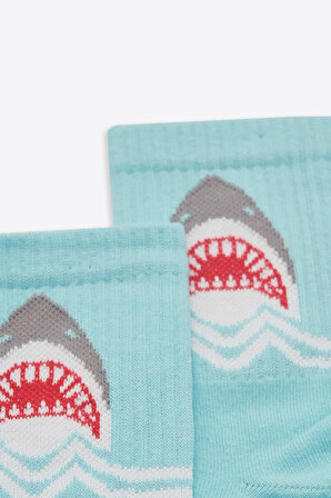 Köpekbalığı Desenli Soket Çorap