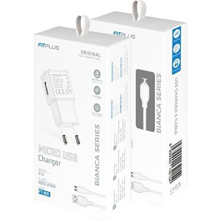 Fitplus Ft-801 Micro USB Hızlı Şarj Aleti Beyaz
