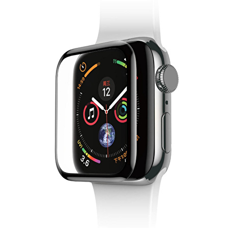 Bufalo Apple Watch 44mm Ekran Koruyucu 3D Kavisli PMMA Nano Siyah Çerçeve