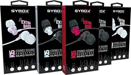 Syrox K15 Stereo Sound Extra Bass Kablolu Kulak Içi Kulaklık 3.5mm Beyaz