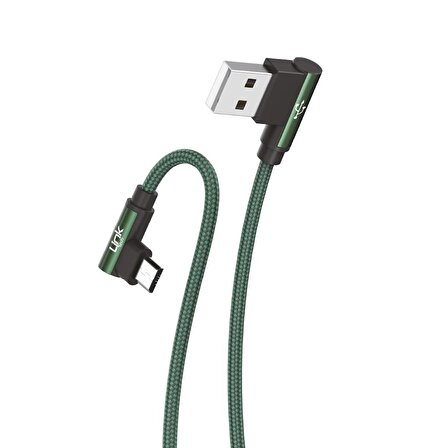 Linktech K592 Safe Micro USB 90 Derece Data/Şarj Kablosu 3A 1.5mt