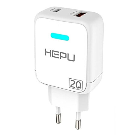 HEPU HP619L QC3.0 20W Çift Çıkış Şarj Aleti Type-C-Lightning Kablo Set