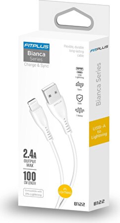 Technow Fit Plus Fitplus Bianca B122 USB - iPhone Lightning Şarj Kablosu 2.4A 1mt