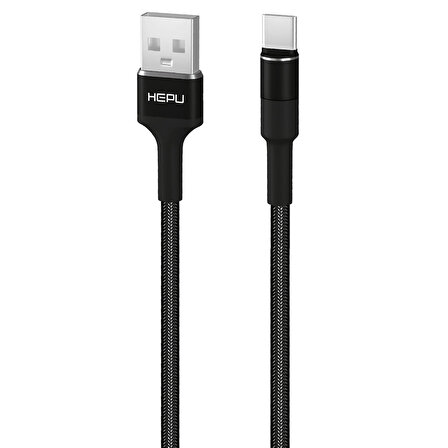 HEPU HP-415 Solid USB - Type-C QC3.0 3.1A Şarj Kablosu 1mt Siyah