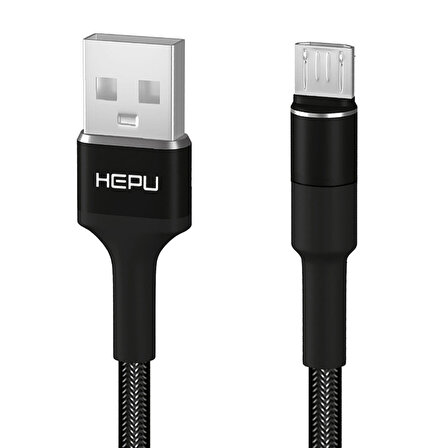 HEPU HP-414 Solid USB - Micro USB QC3.0 3.1A Şarj Kablosu 1mt Siyah