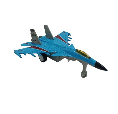 Oyuncak Savaş Uçağı Sesli Işıklı Metal Savaş Uçağı Mavi 16cm.