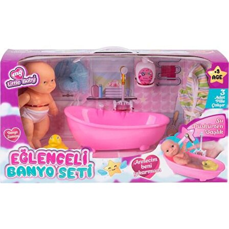 Pilli Banyo Seti - Eğlenceli Sulu Oyuncak Bebek Banyo - Aksesuarlı Oyuncak Pilli Küvet
