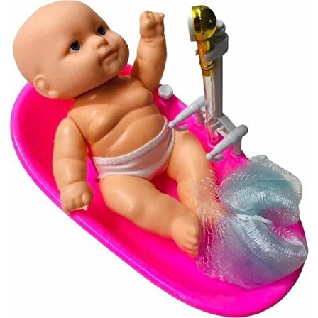 Pilli Banyo Seti - Eğlenceli Sulu Oyuncak Bebek Banyo - Aksesuarlı Oyuncak Pilli Küvet