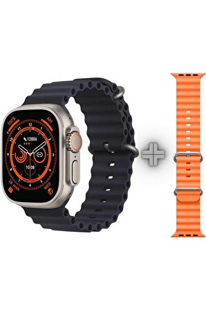T800 Ultra Çift Kordonlu Akıllı Saat Ios Andorid Destekli Arama Özeliği Lcd Ekran 3 tuş Smartwatch