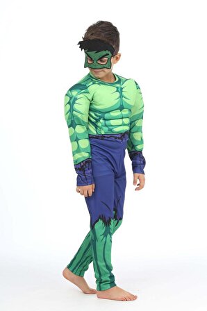 Yeni Sezon Sevilen Karakter Yeşil DEV Kahraman Hulk Kaslı Kostüm - Dolgulu