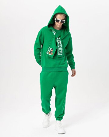 Yeni Sezon Erkek Giyim Yeşil Renk Kapüşon Atkı Detaylı Tarz / Sportif Takım Şardonlu
