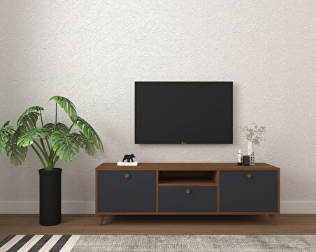 Conceptiva Relax Çift Renkli TV Sehpası 140 Cm 3 Kapaklı Tv Ünitesi