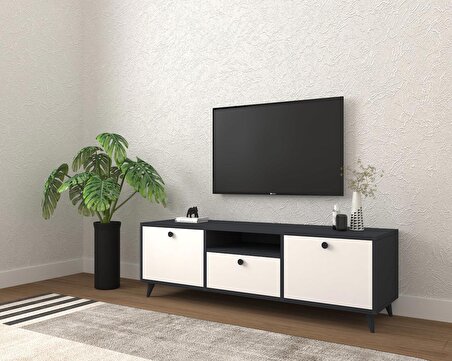 Conceptiva Relax Çift Renkli TV Sehpası 140 Cm 3 Kapaklı Tv Ünitesi