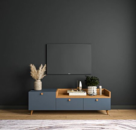 Conceptiva Easy Çift Renkli TV Sehpası 140 Cm 3 Kapaklı Tv Ünitesi