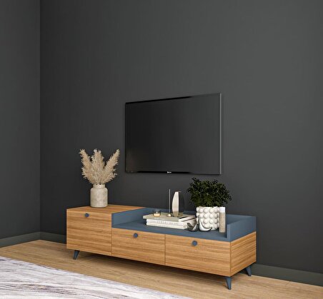 Conceptiva Easy Çift Renkli TV Sehpası 140 Cm 3 Kapaklı Tv Ünitesi