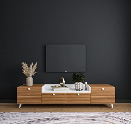 Conceptiva Leon Çift Renkli TV Sehpası 160 Cm 4 Kapaklı Tv Ünitesi