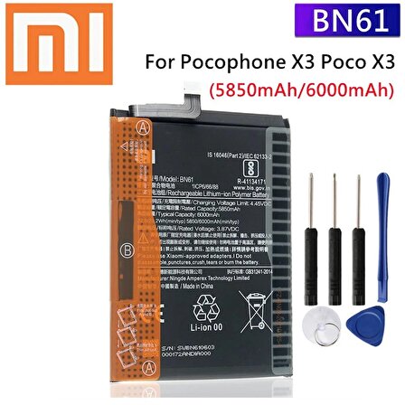 Axya Xiaomi Pocophone X3 Uyumlu Pil Batarya BN61 6000mAh