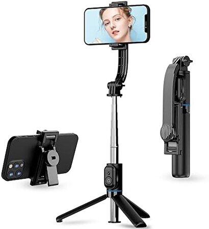 C01 Çok Amaçlı Selfie Çubuğu Masa Üstü Tripod Kumandalı Selfie 360 Derece Dönebilir 107 Cm