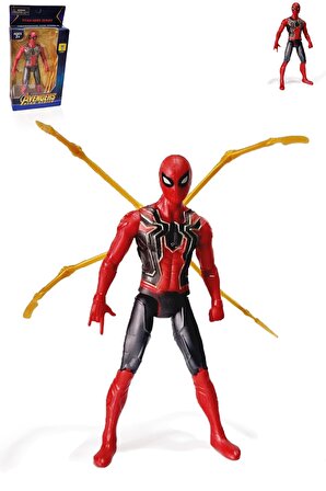 18 cm Eklemli Aksesuarlı Işıklı Spiderman Figür - Avengirs Örümcek Adam Figür - Spiderman Karakter