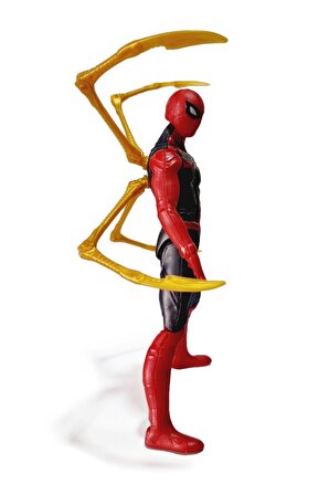 18 cm Eklemli Aksesuarlı Işıklı Spiderman Figür - Avengirs Örümcek Adam Figür - Spiderman Karakter