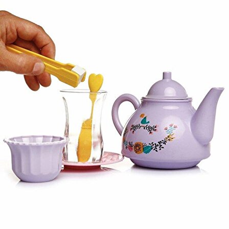 İnce Belli Çay Vakti Oyuncak Seti - Kız Oyun Seti - Evcilik Oyun Seti - Oyuncak Çaydanlık Seti